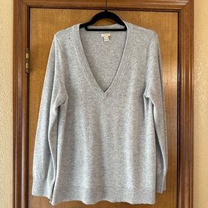 J Crew 100% Cashmere Sweater Grey Size M